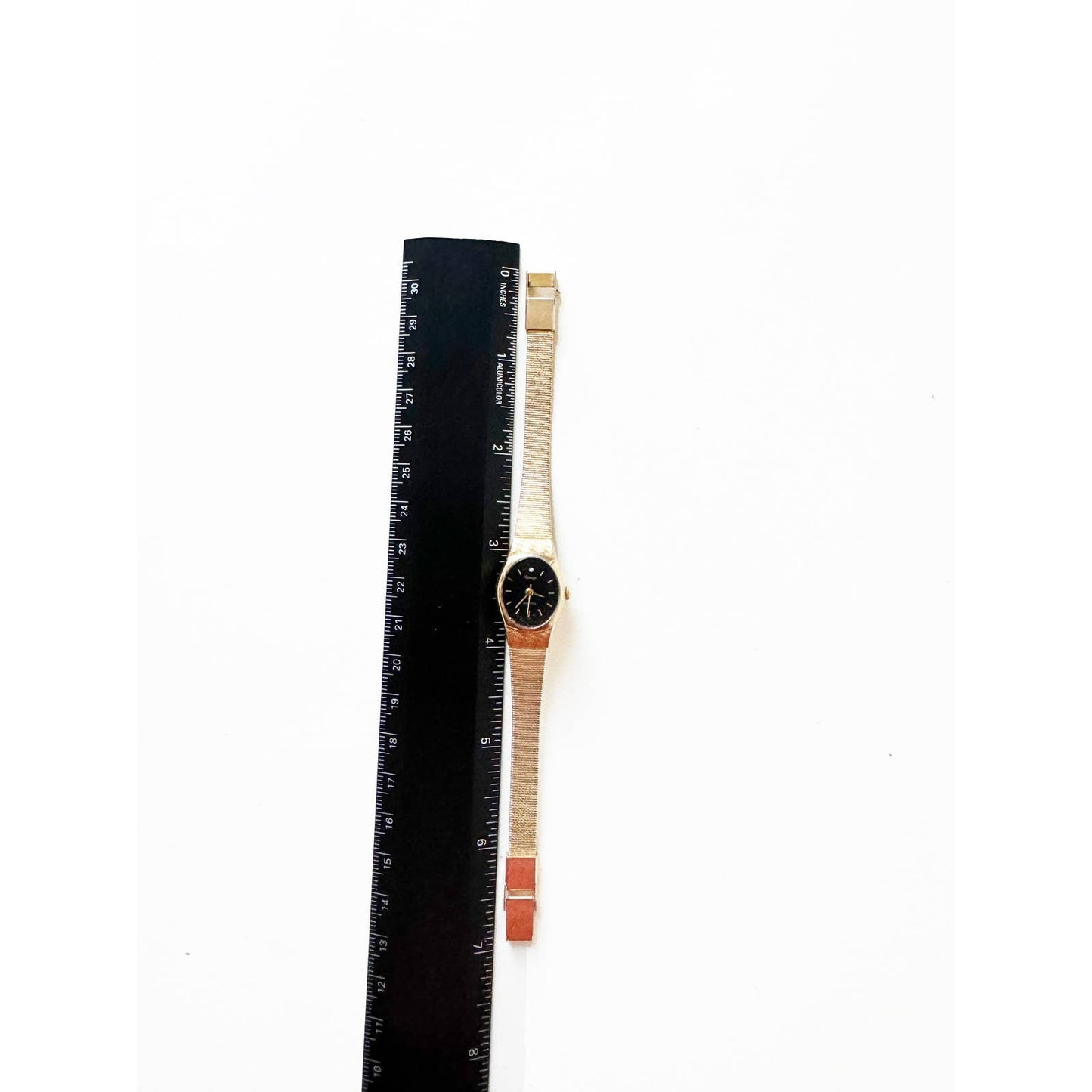 Vintage Matte Gold Watch w/ Oval Black Face