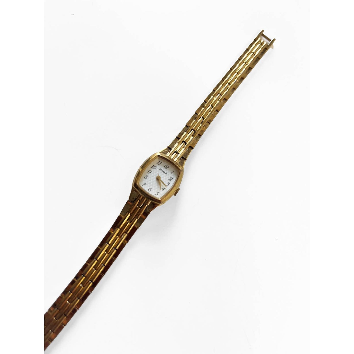 Vintage 90s Small Gold Watch with Rectangular Face | Pulsar