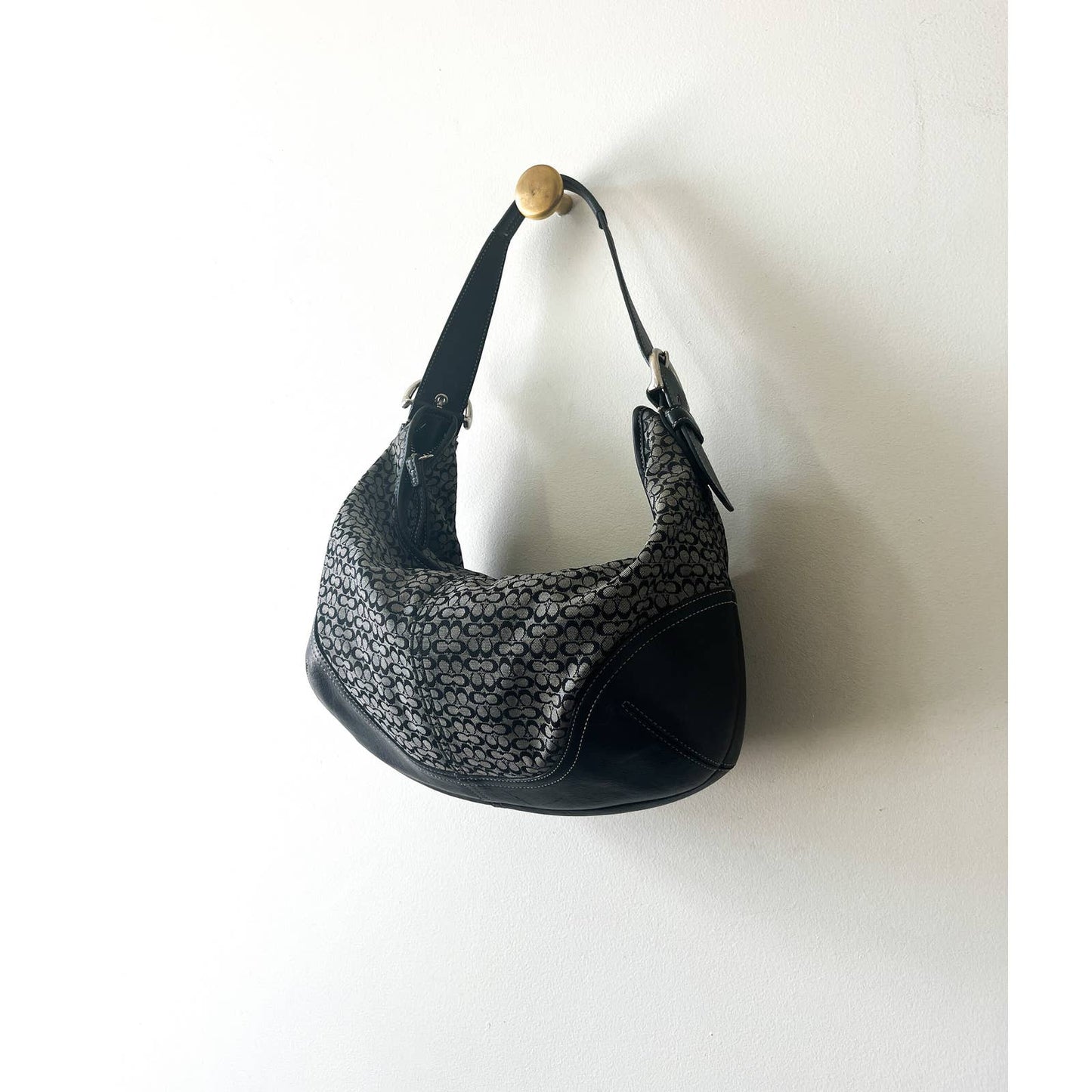 Vintage Coach Large Black Logo Leather Bag
