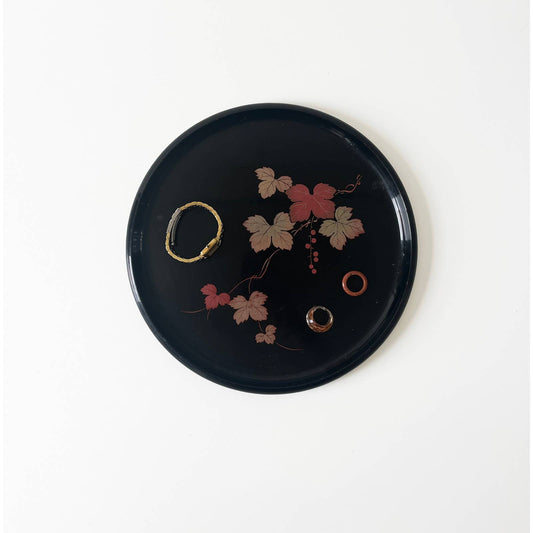 Vintage Black Floral Decorative Plate