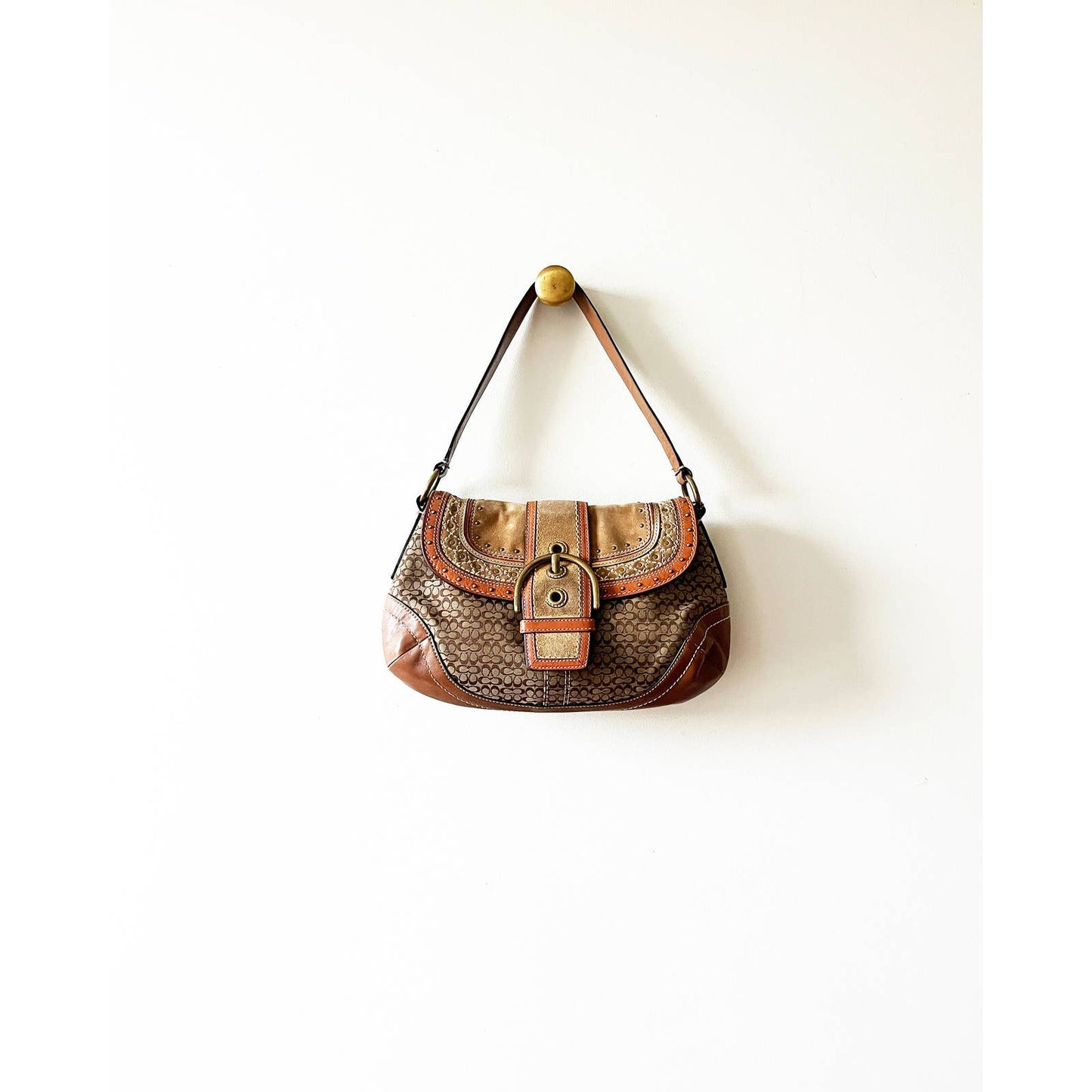 Vintage Y2k Coach Suede Hobo Shoulder Bag