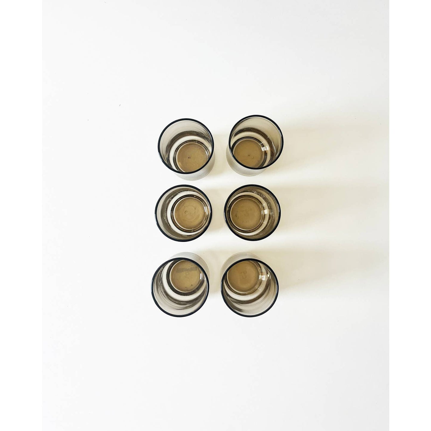 Vintage Grey Glass Mini Drinking Cups | Minimalist Set of 6 Small Classes
