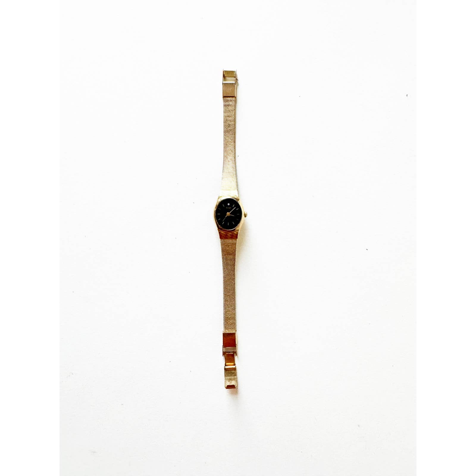 Vintage Matte Gold Watch w/ Oval Black Face