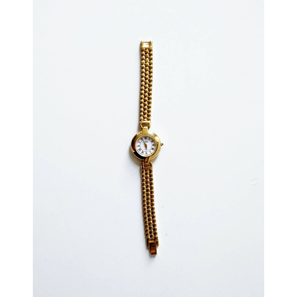 Vintage Gold Watch with Circular Face | Ann Klein
