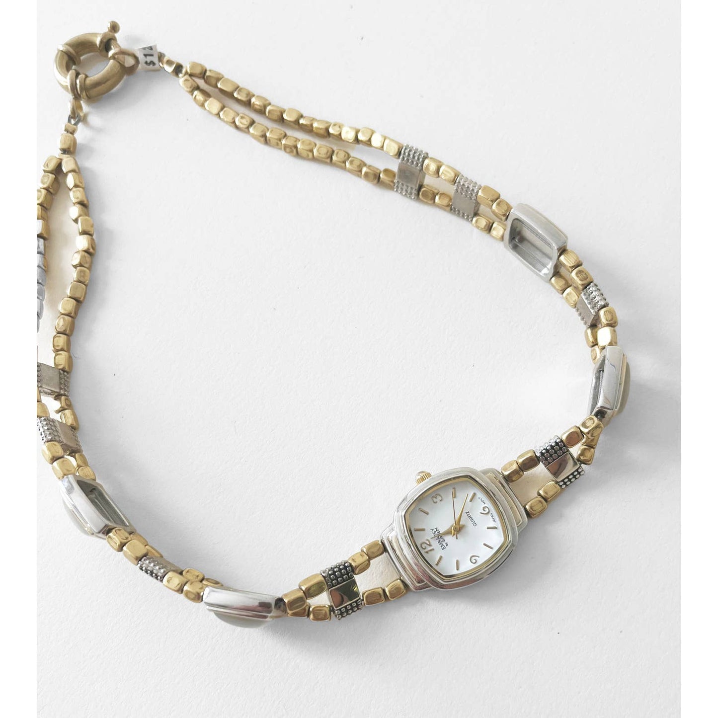 Watch Necklace | Vintage One of a Kind Watch Choker with Brass and Silver Details