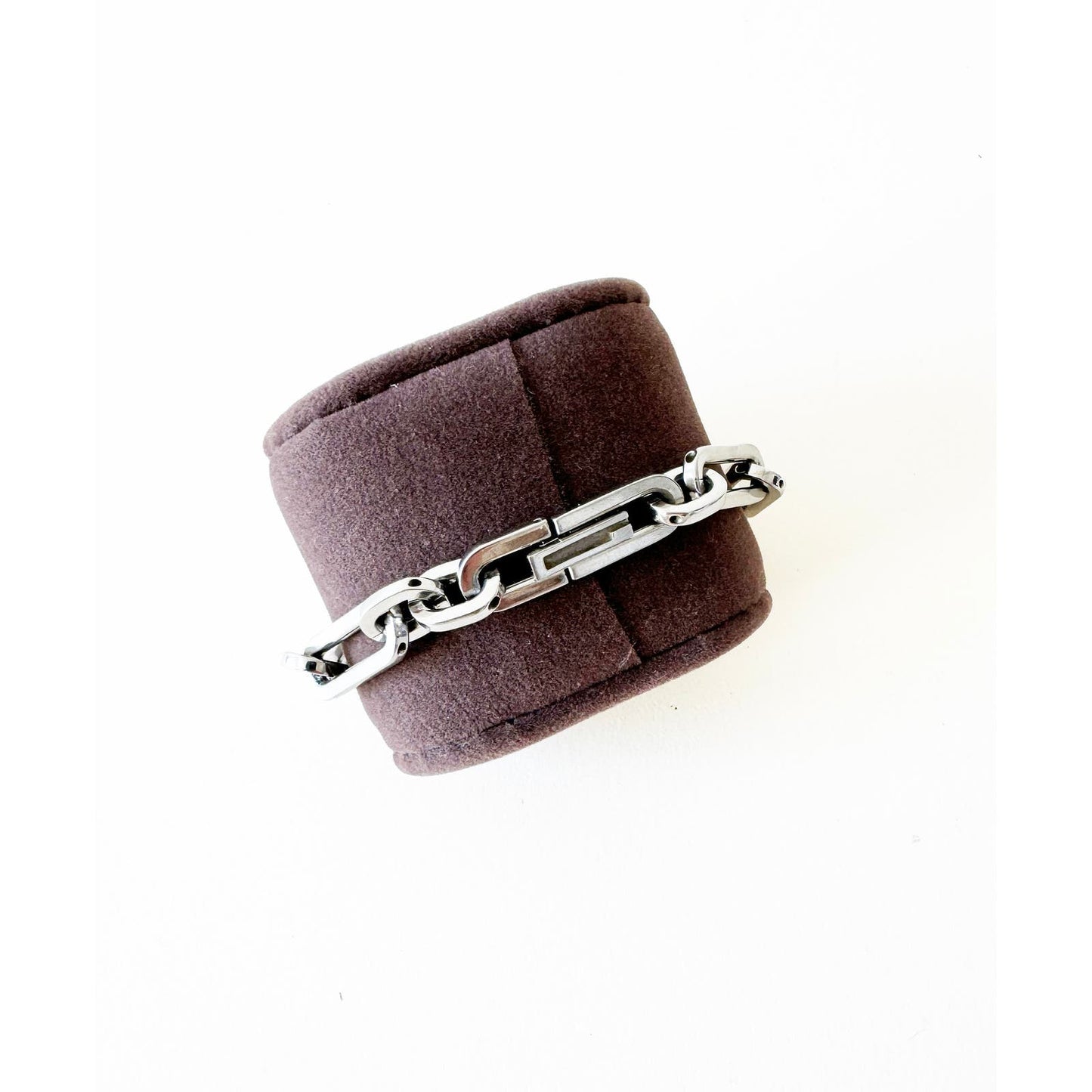 Vintage Gucci Silver Chain Bracelet Watch with Black Square Face