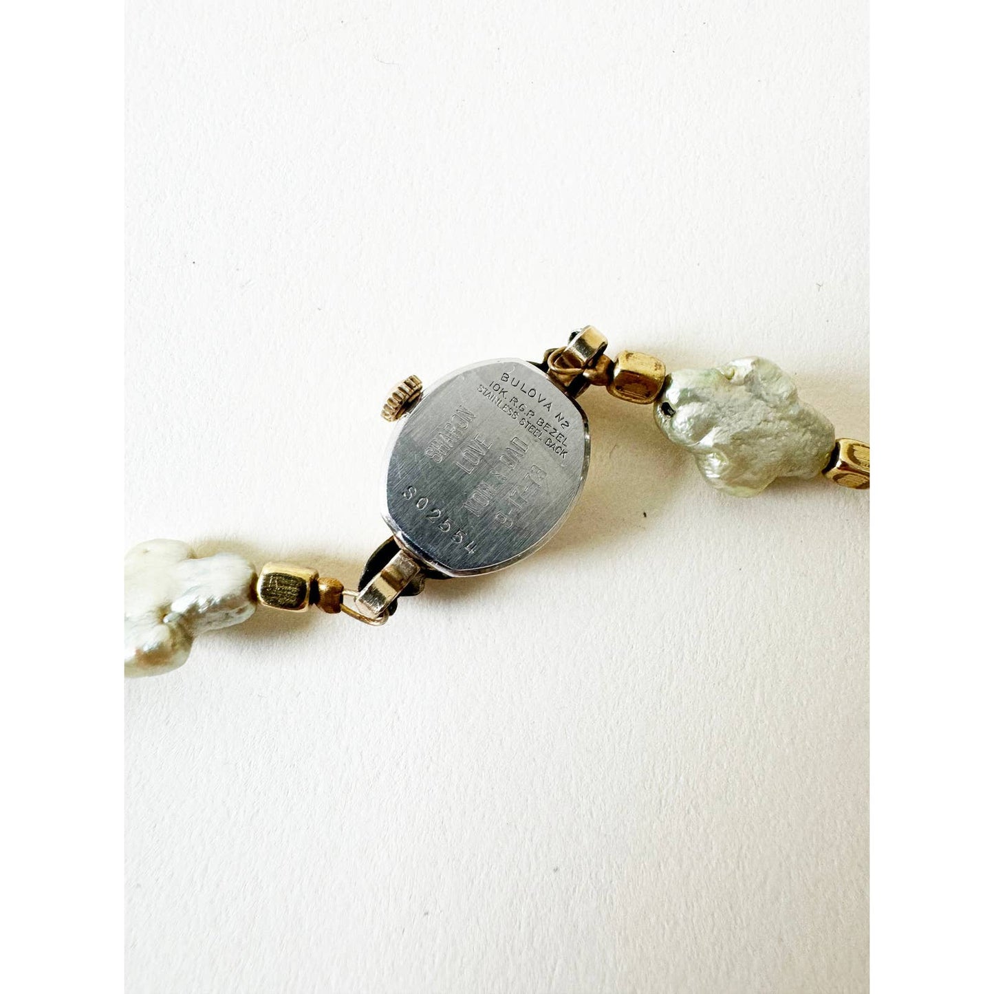 Watch Necklace | Vintage One of a Kind Watch Choker with Green Pearls Details | 10k Gold