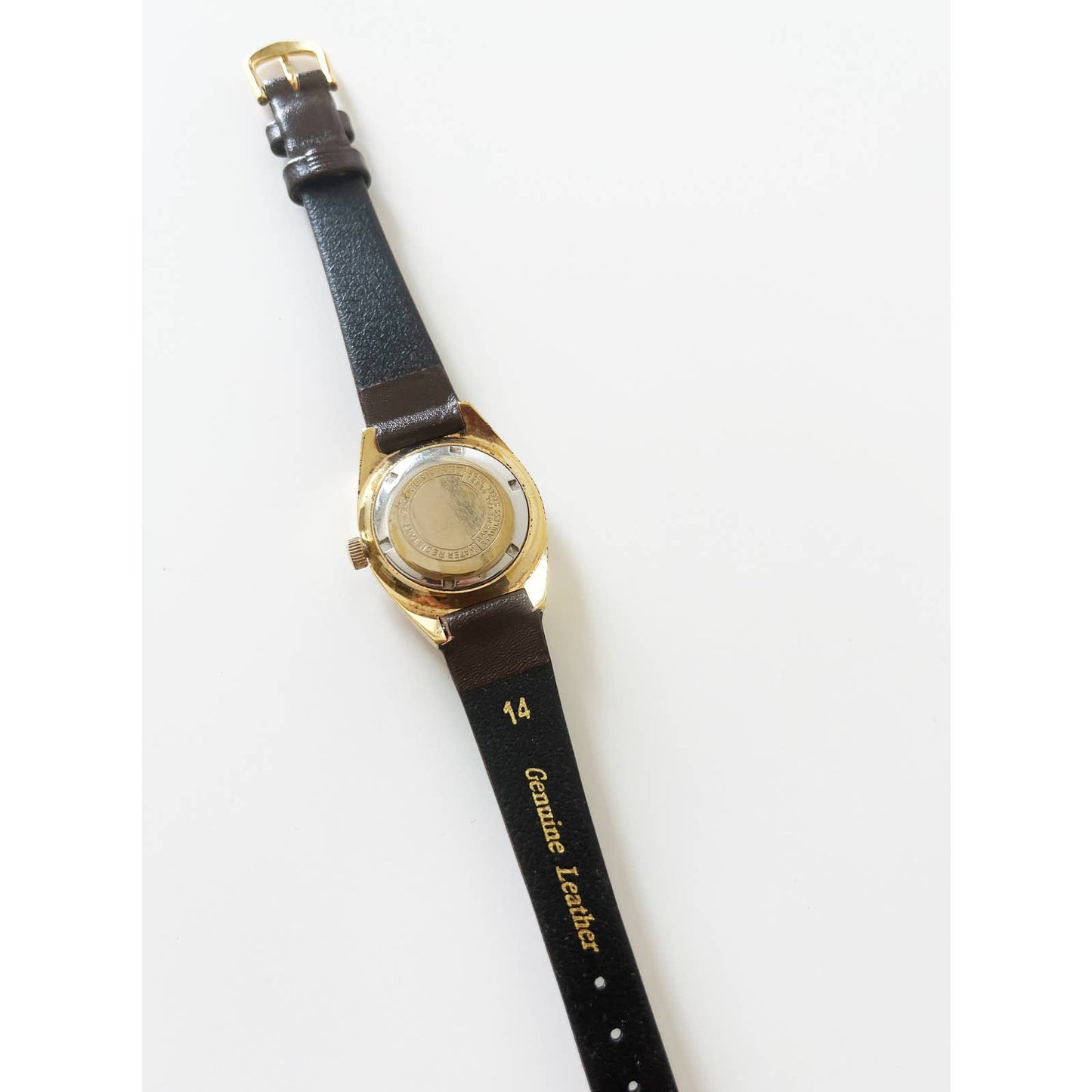 Vintage Leather Vantage Watch with Gold Details | Manual Wide with New Leather Band