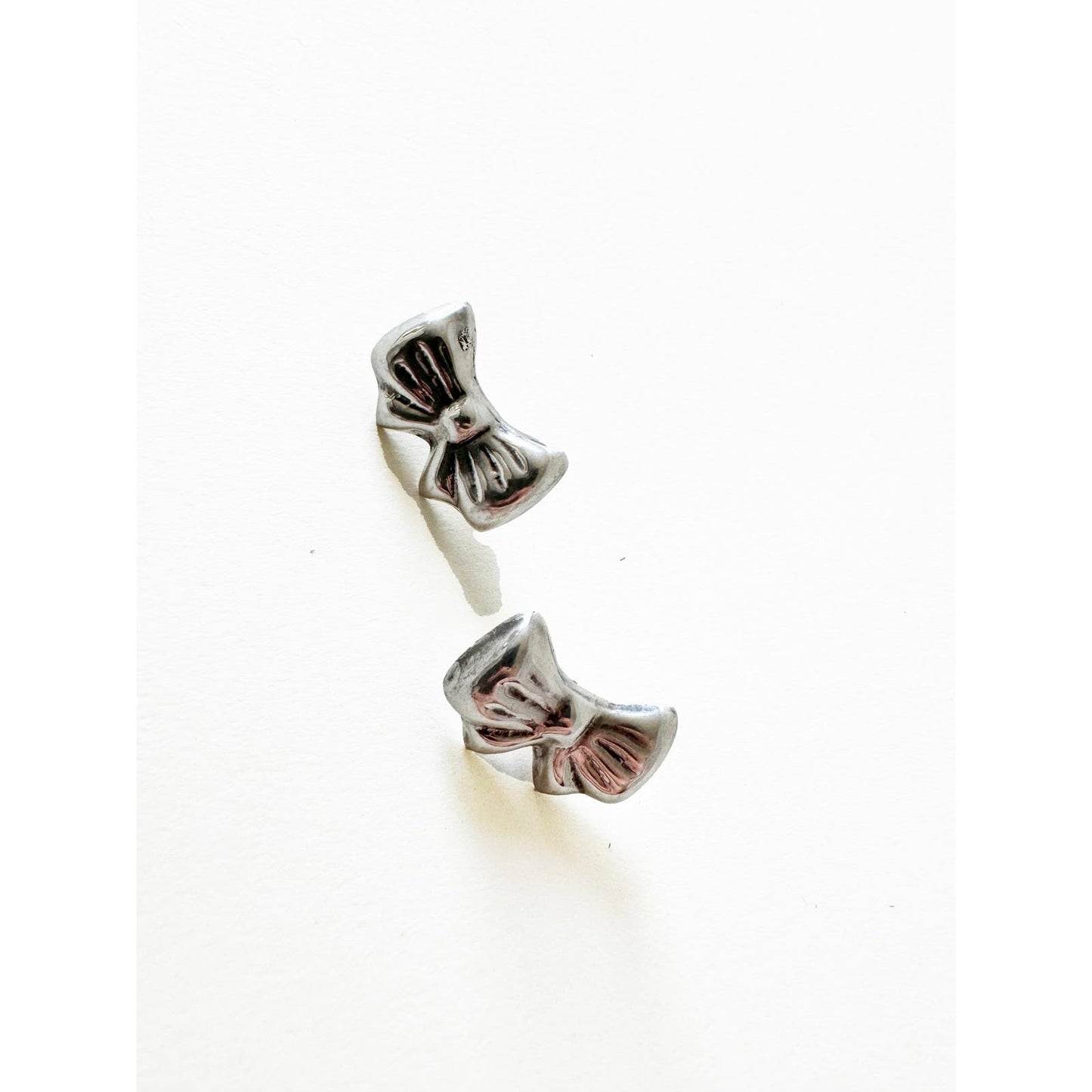 Vintage Sterling Silver Cute Bow Stud Earrings