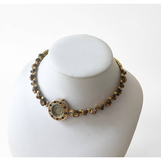 Watch Necklace | Vintage One of a Kind Watch Choker with Brass Details