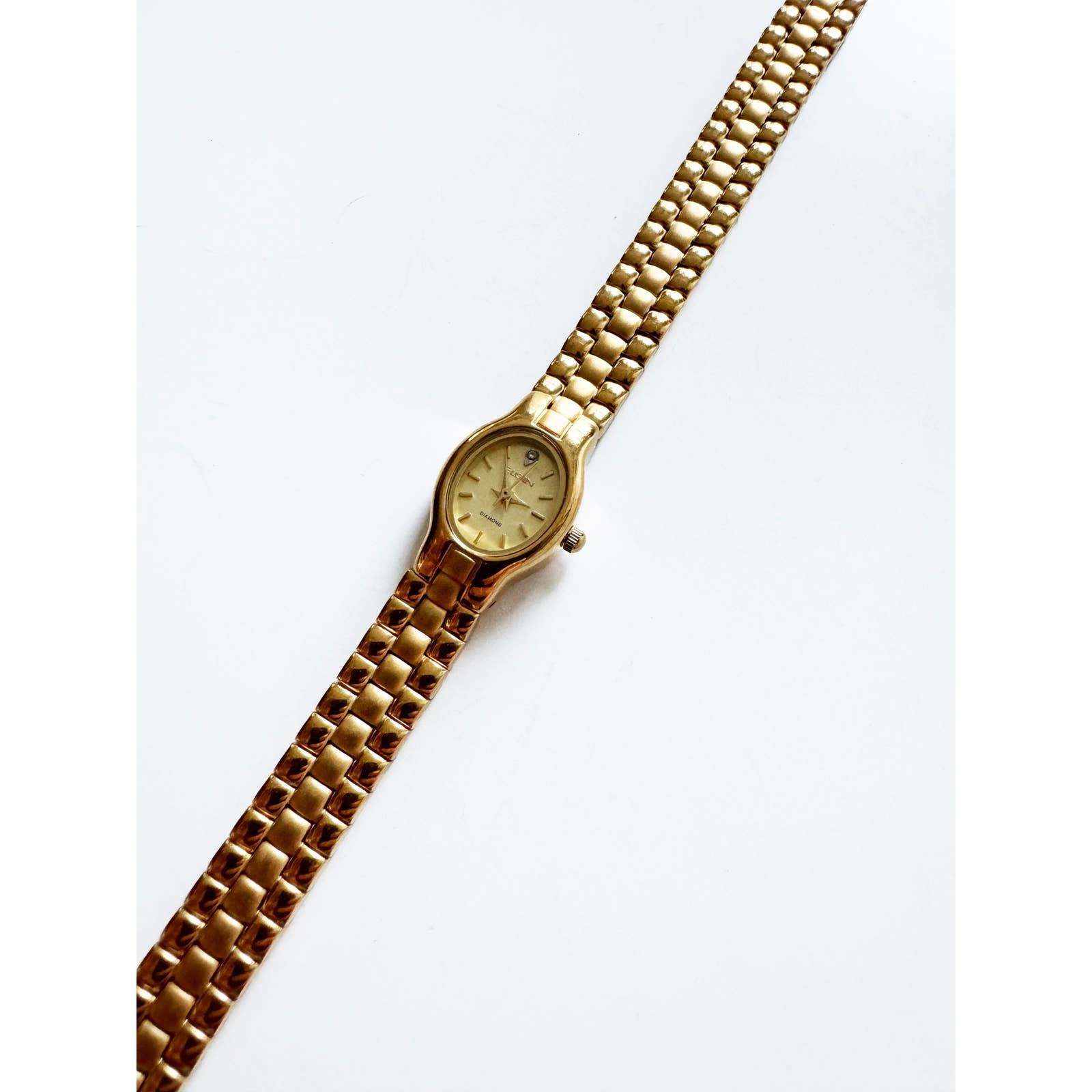 Vintage Small Gold Watch with Oval Face | Elgin