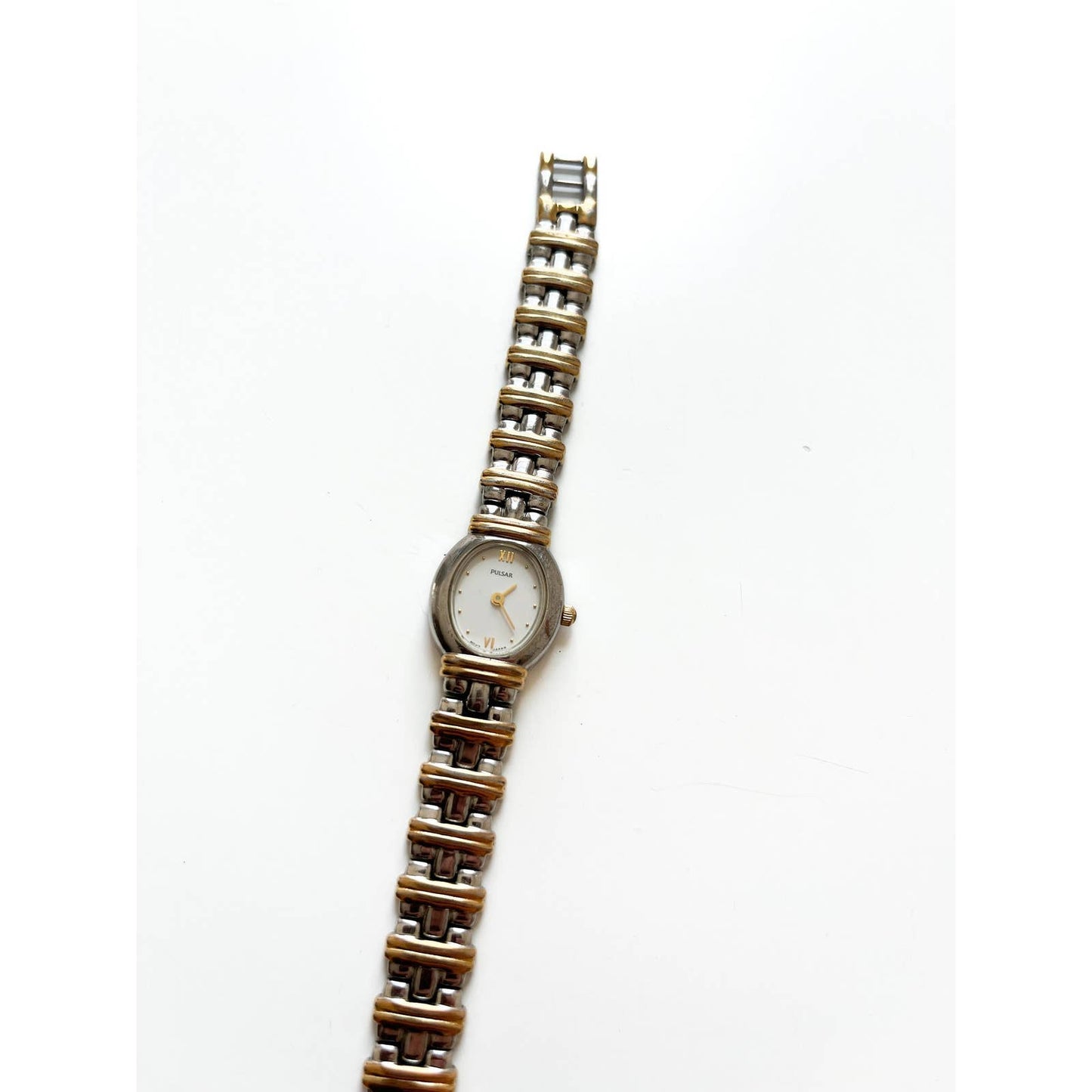 Vintage Two Tone Oval Bracelet Watch