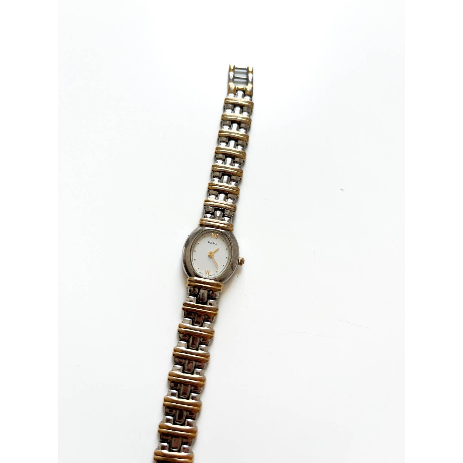 Vintage Two Tone Oval Bracelet Watch