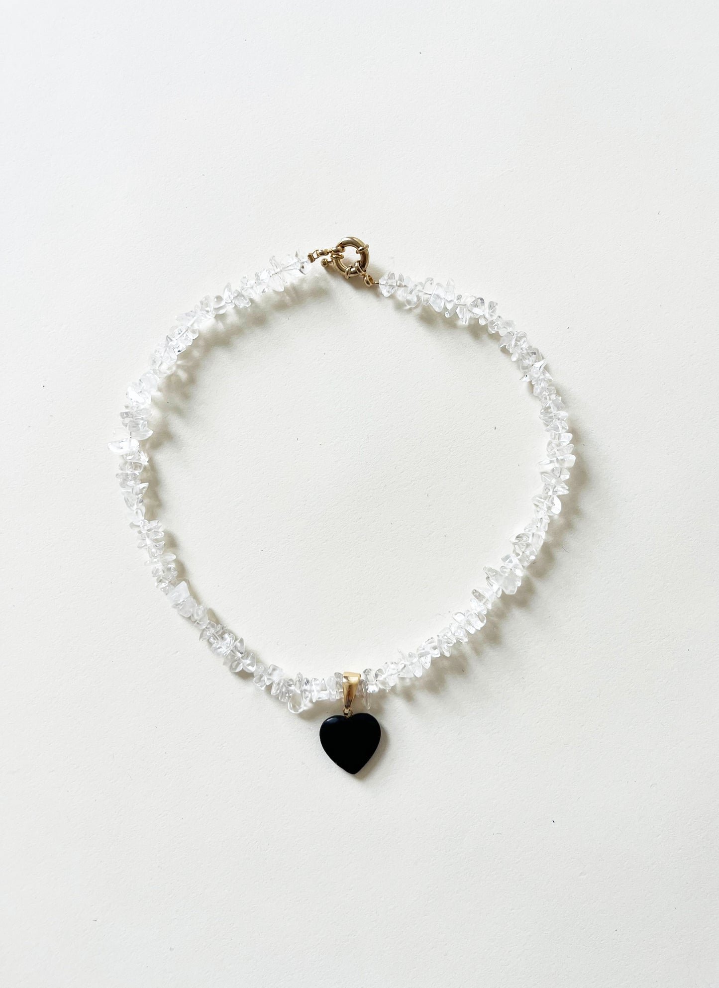 Handmade Quartz Crystal Stone Heart Charm Necklace
