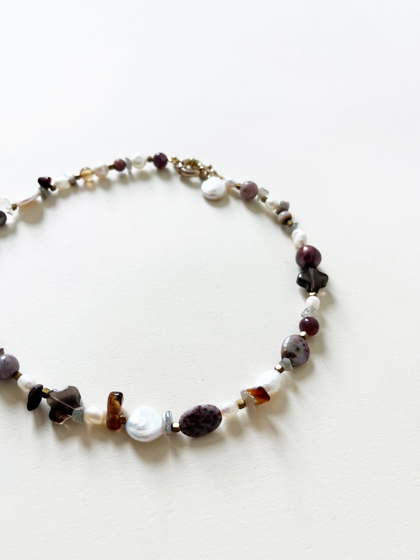 Handmade Freshwater Pearl and Crystal Stone Eclectic Necklace