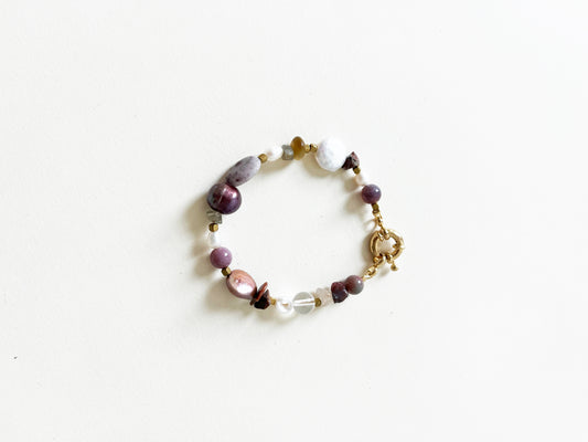 Handmade Freshwater Pearl and Crystal Stone Eclectic Bracelet