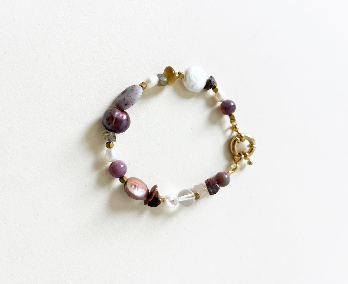 Handmade Freshwater Pearl and Crystal Stone Eclectic Bracelet