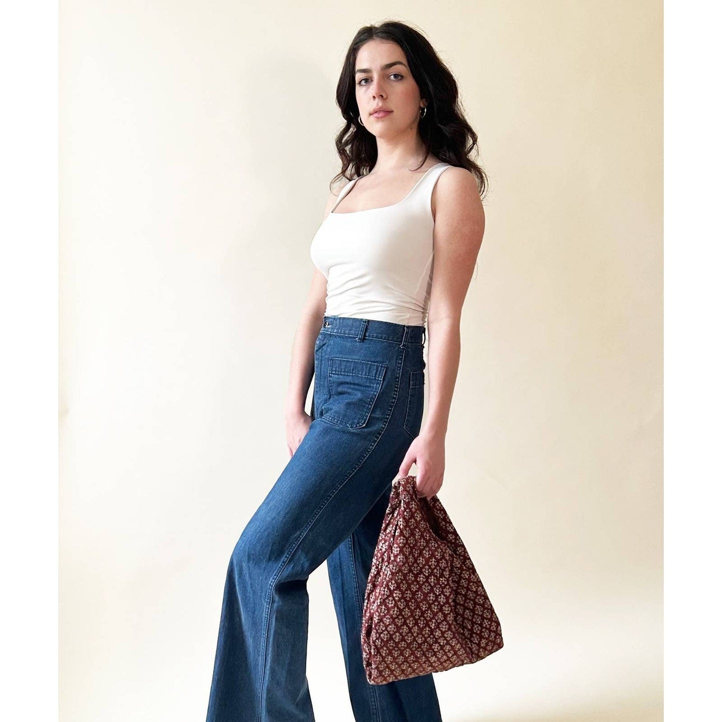 Brown Boho Print Quilted Mini Bag