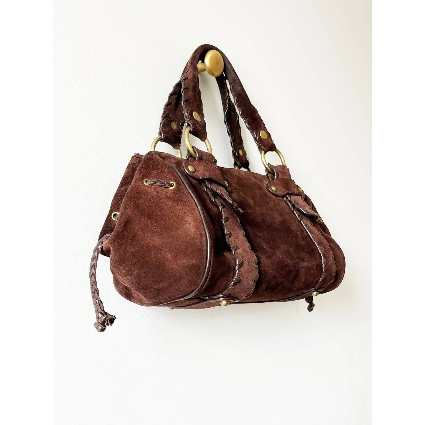 Brown Suede Boho Handbag Shoulder Bag
