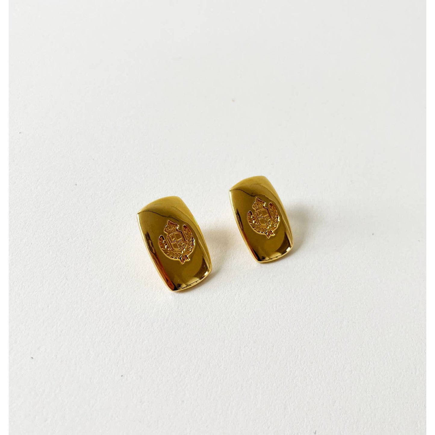 Vintage 90s Gold Statement Earrings w/ Crest
