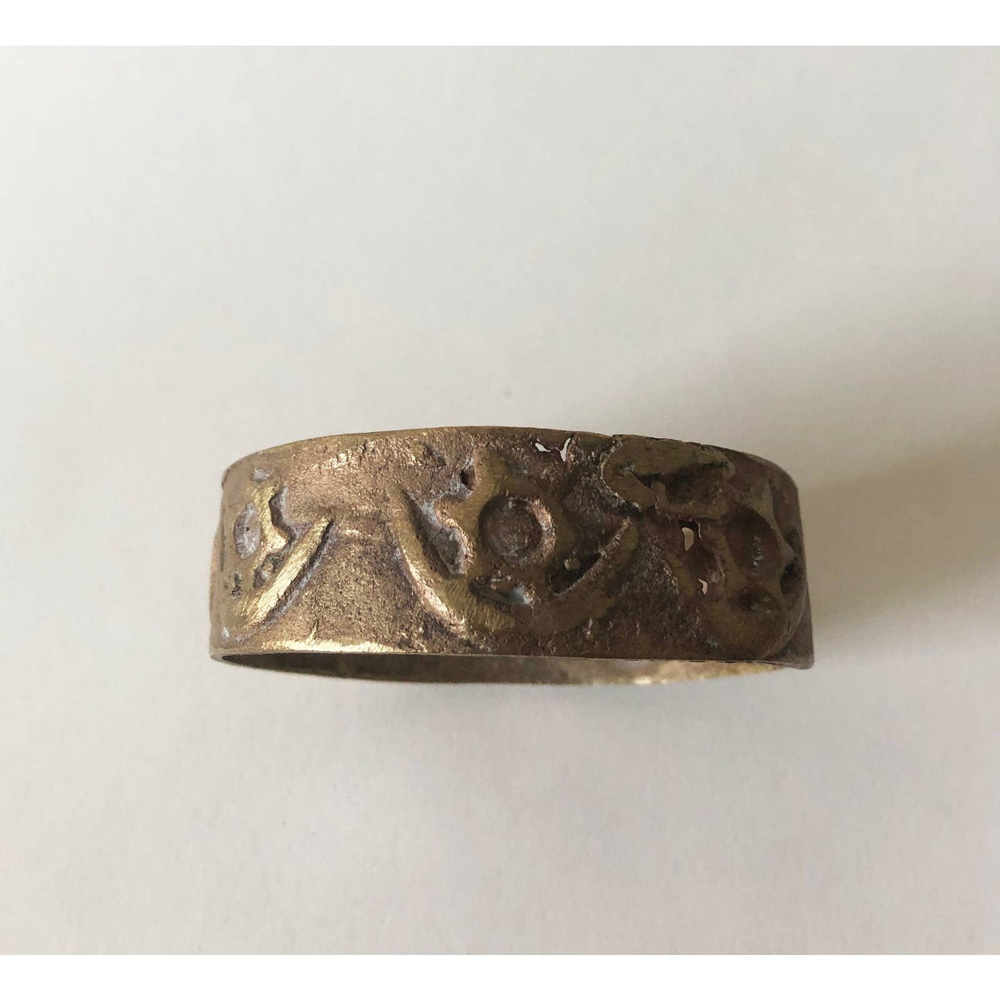 Vintage Brass Bangle Bracelet w/ Hyroglific Eye Design