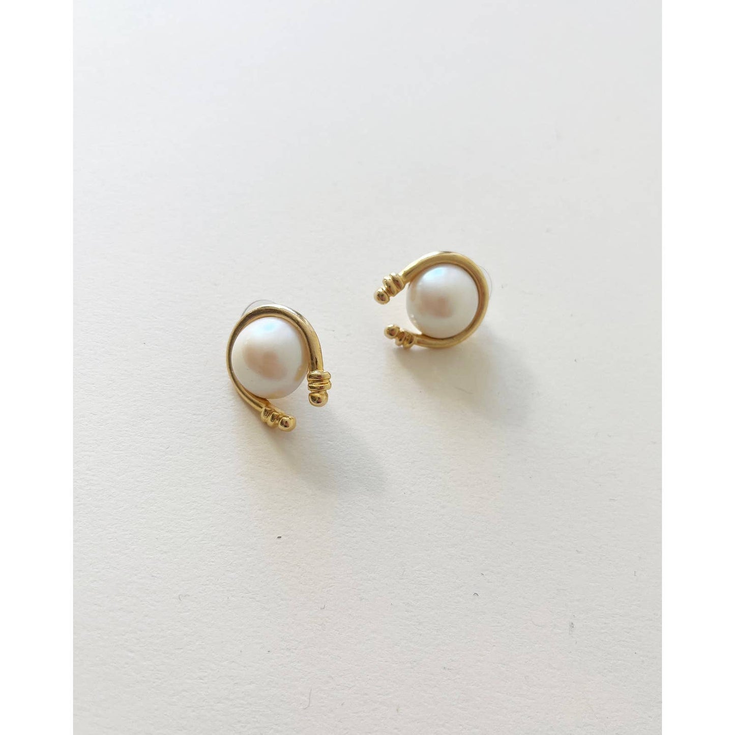 Vintage Statement Gold Pearl 80s Earrings