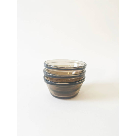 Vintage Amber Brown Custard Cups Dishes
