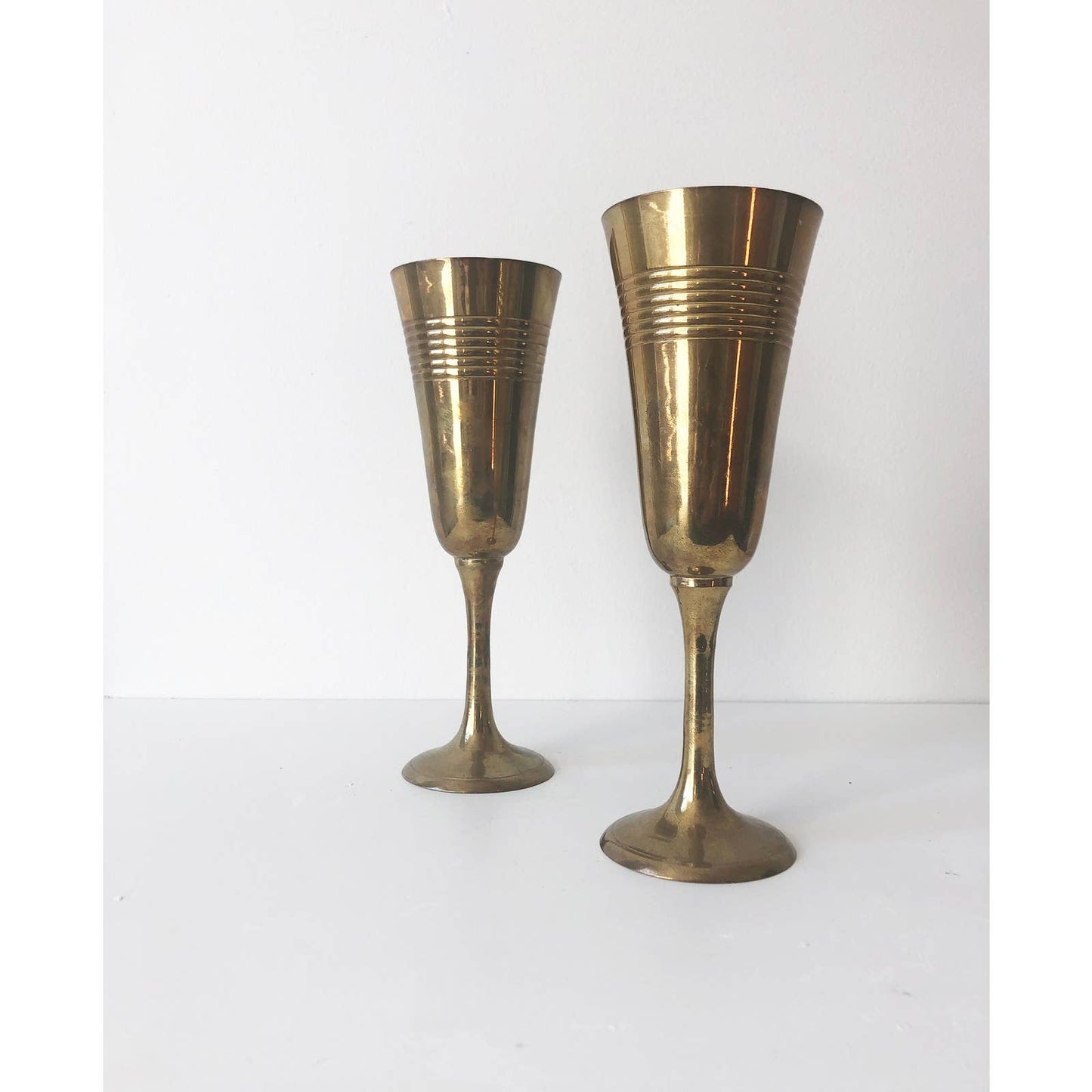 Pair of Brass Champagne Pair of Vintage Brass Glasses