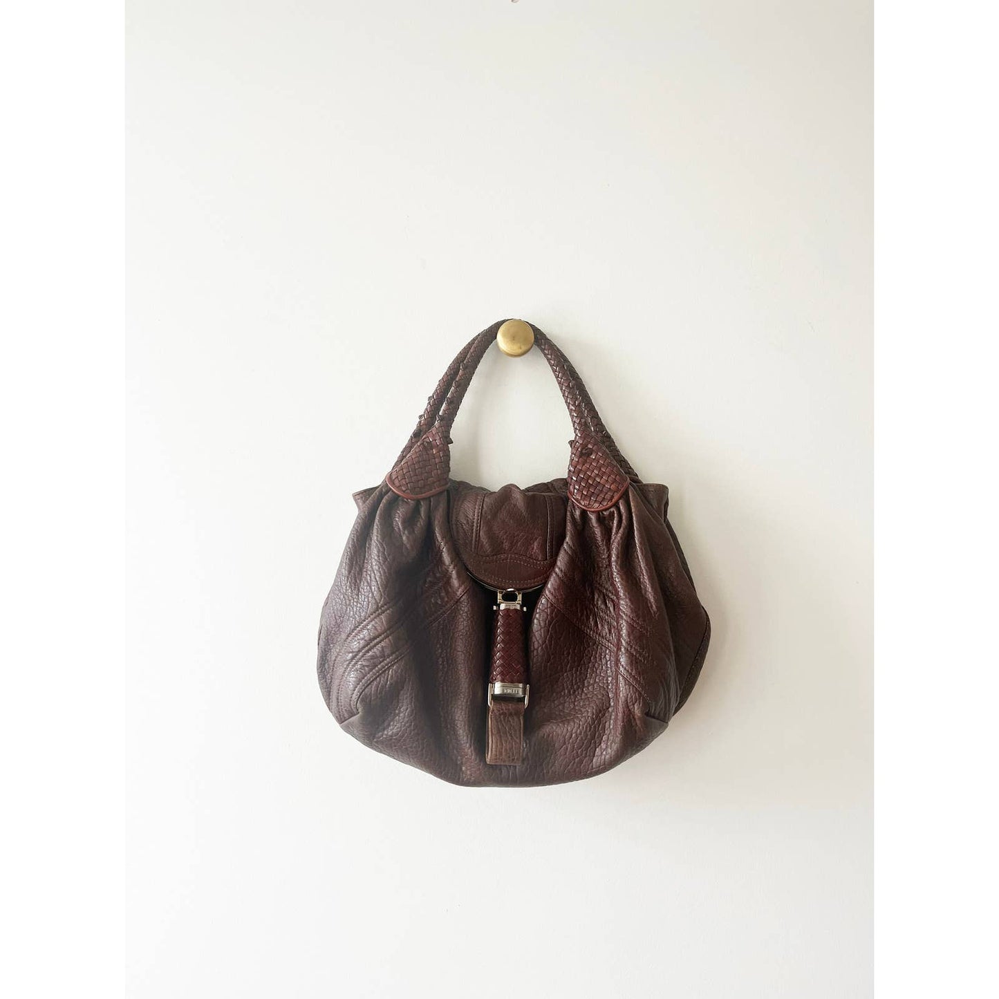 Vintage FENDI Spy Brown Authentic Leather Boho Bag