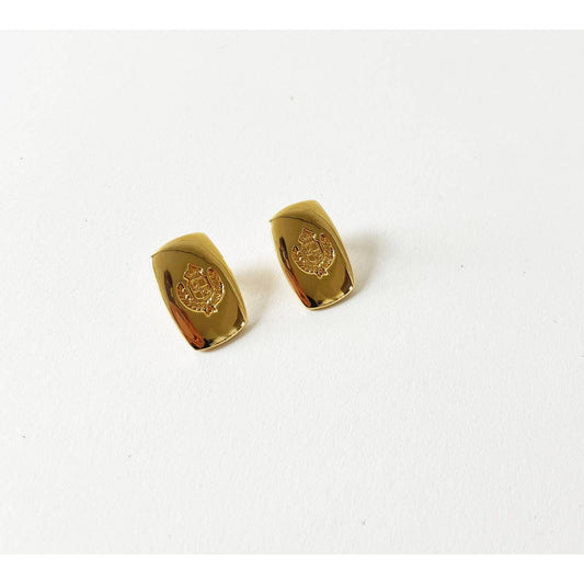 Vintage 90s Gold Statement Earrings w/ Crest