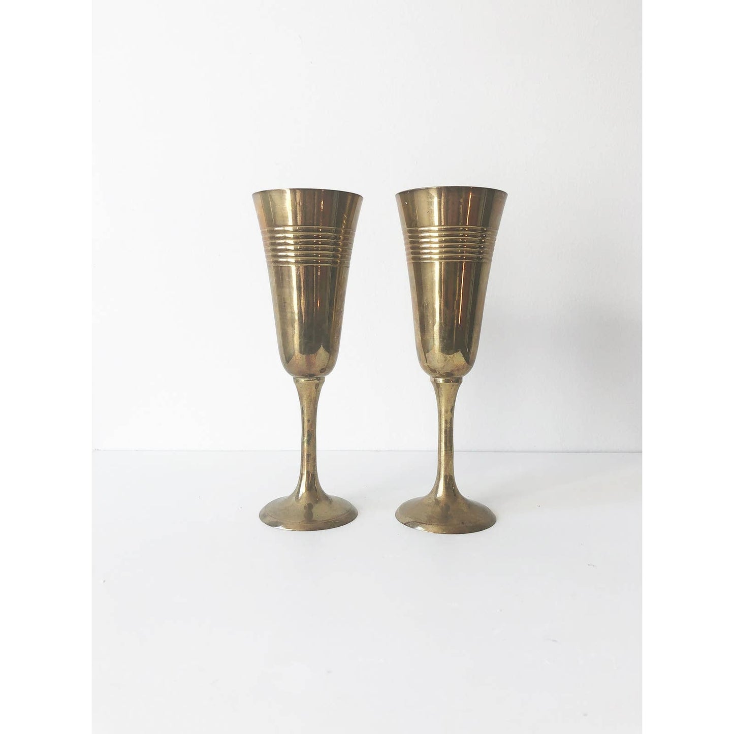 Pair of Brass Champagne Pair of Vintage Brass Glasses