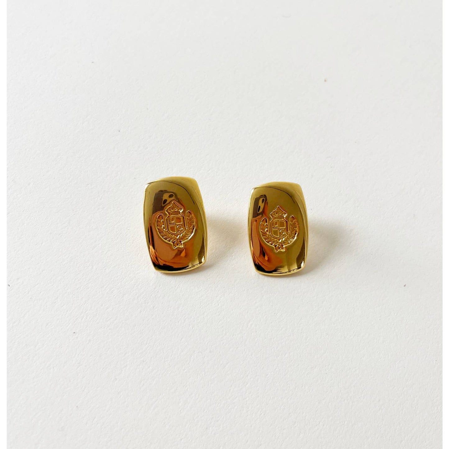 Vintage 90s Gold Statement Earrings w/ Crest