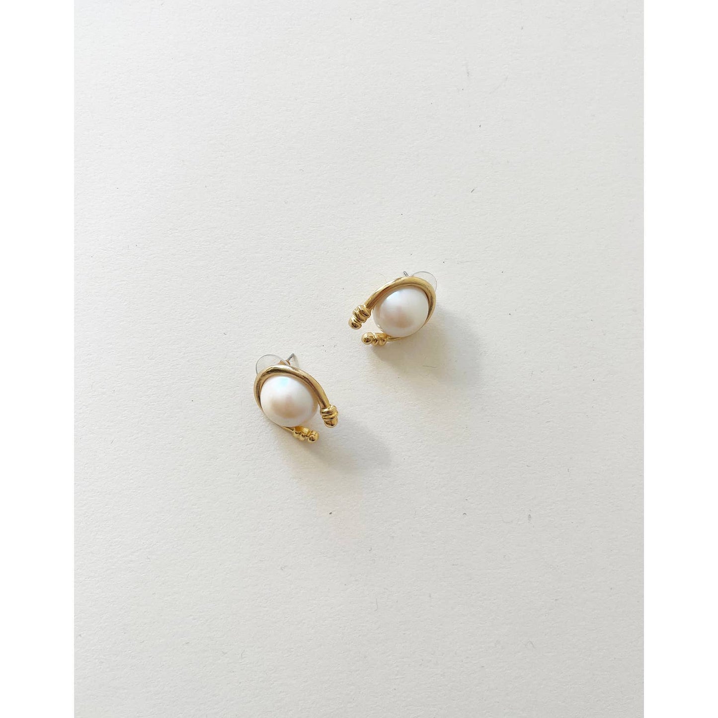 Vintage Statement Gold Pearl 80s Earrings