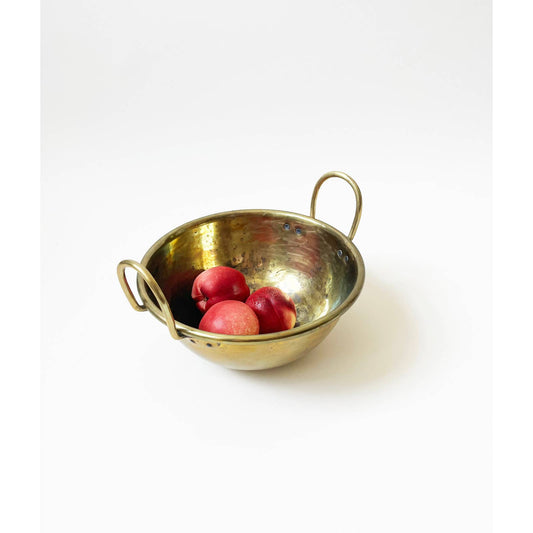 Vintage Large Brass Bowl with Handle