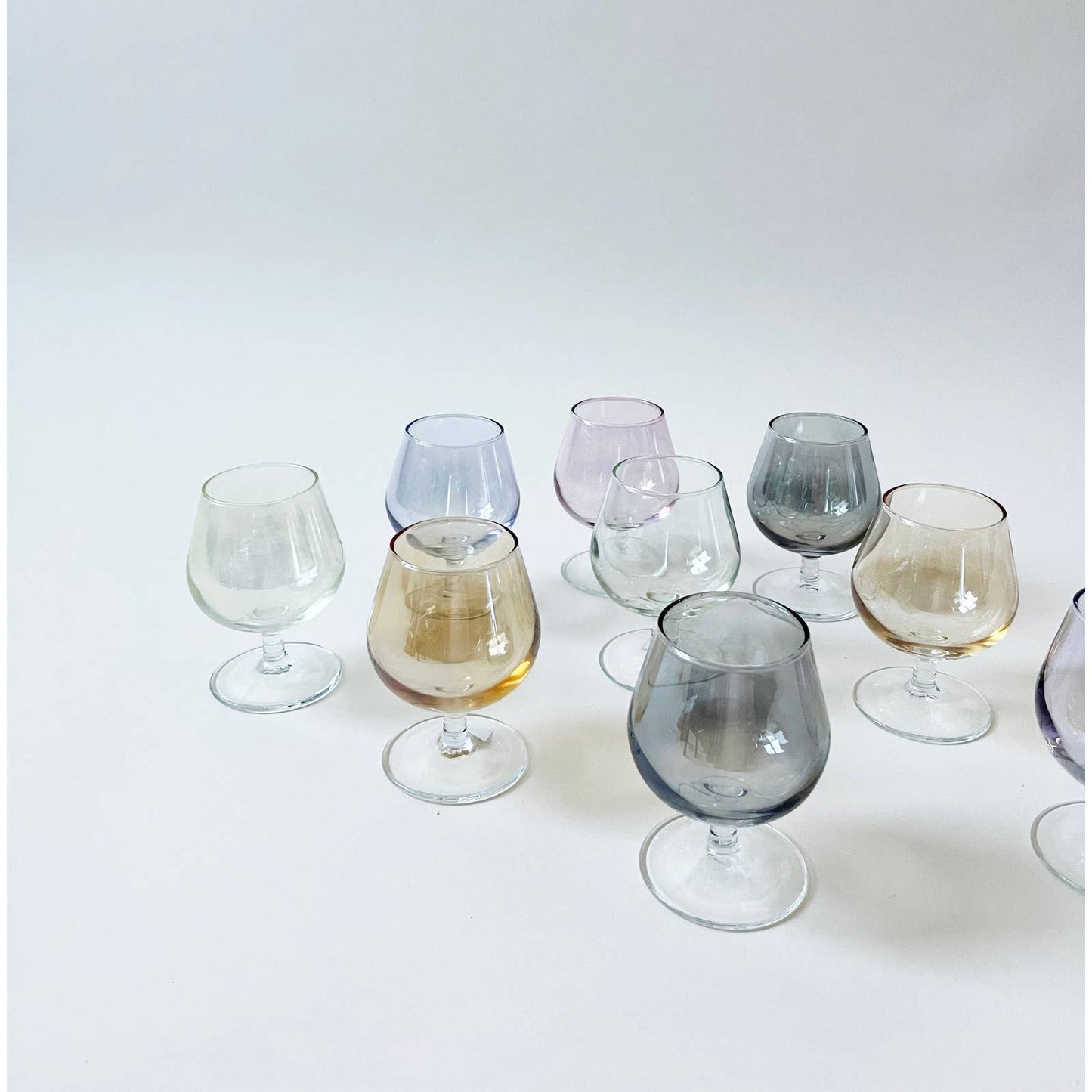 Modernist 80s Mini  Colorful Wine Set of 10 Glasses