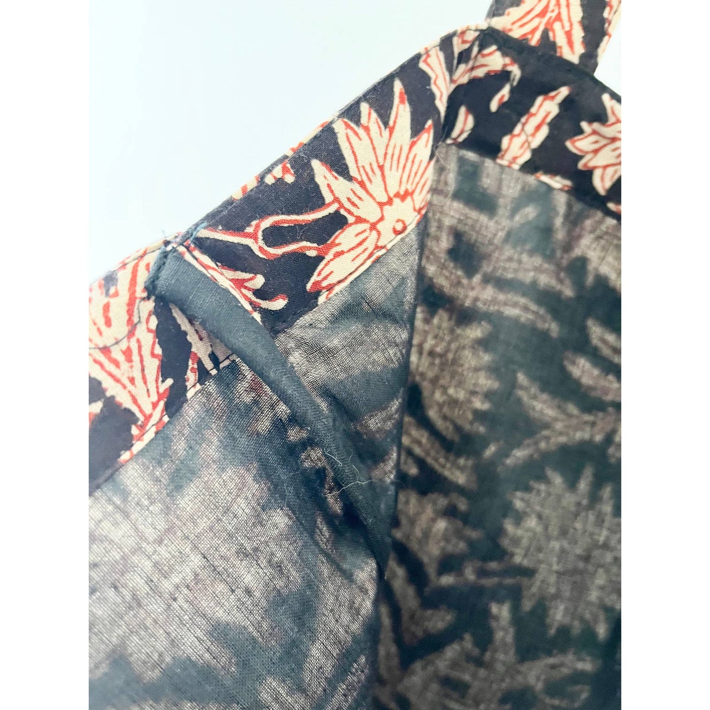 Black Floral Boho Print Tote Bag