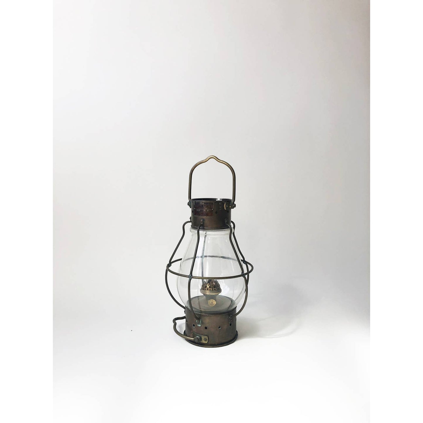 Antique Japanese Brass Oil Lamp