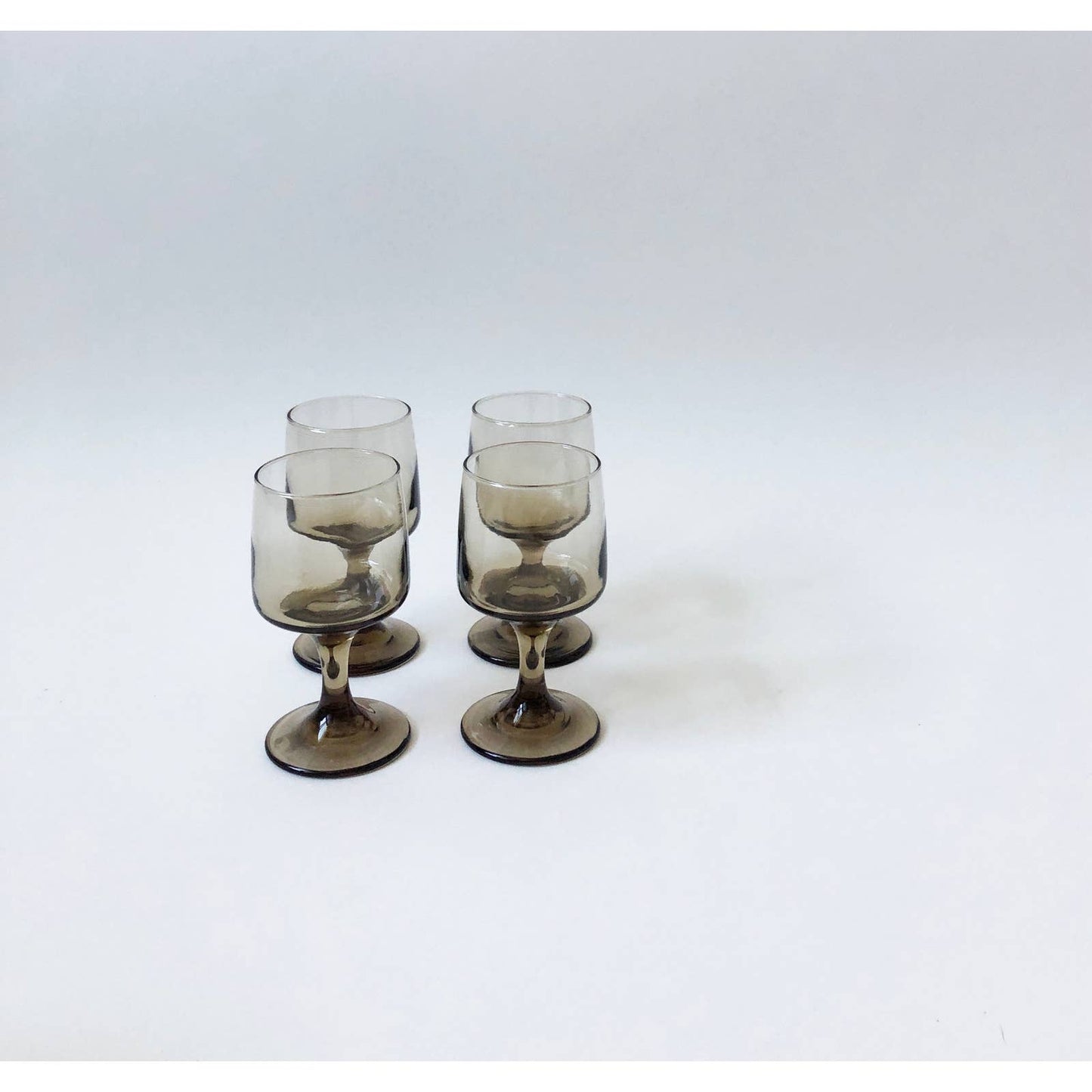 Set of 4 Vintage Grey Smoke Glasses