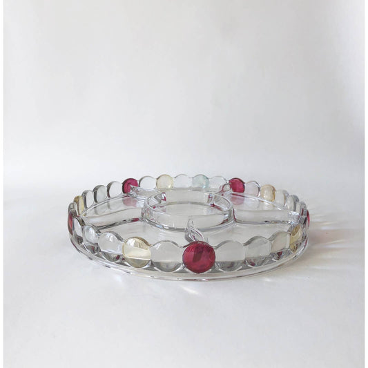 Vintage Dotted Edge Glass Platter w/ Divisions