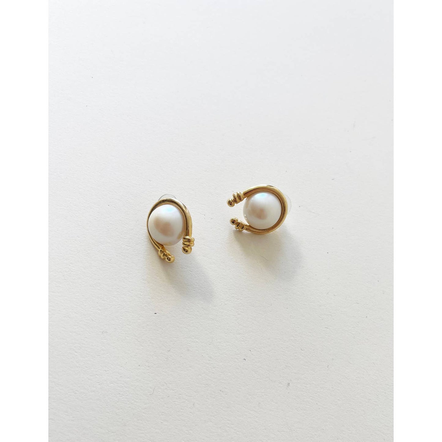 Vintage Statement Gold Pearl 80s Earrings