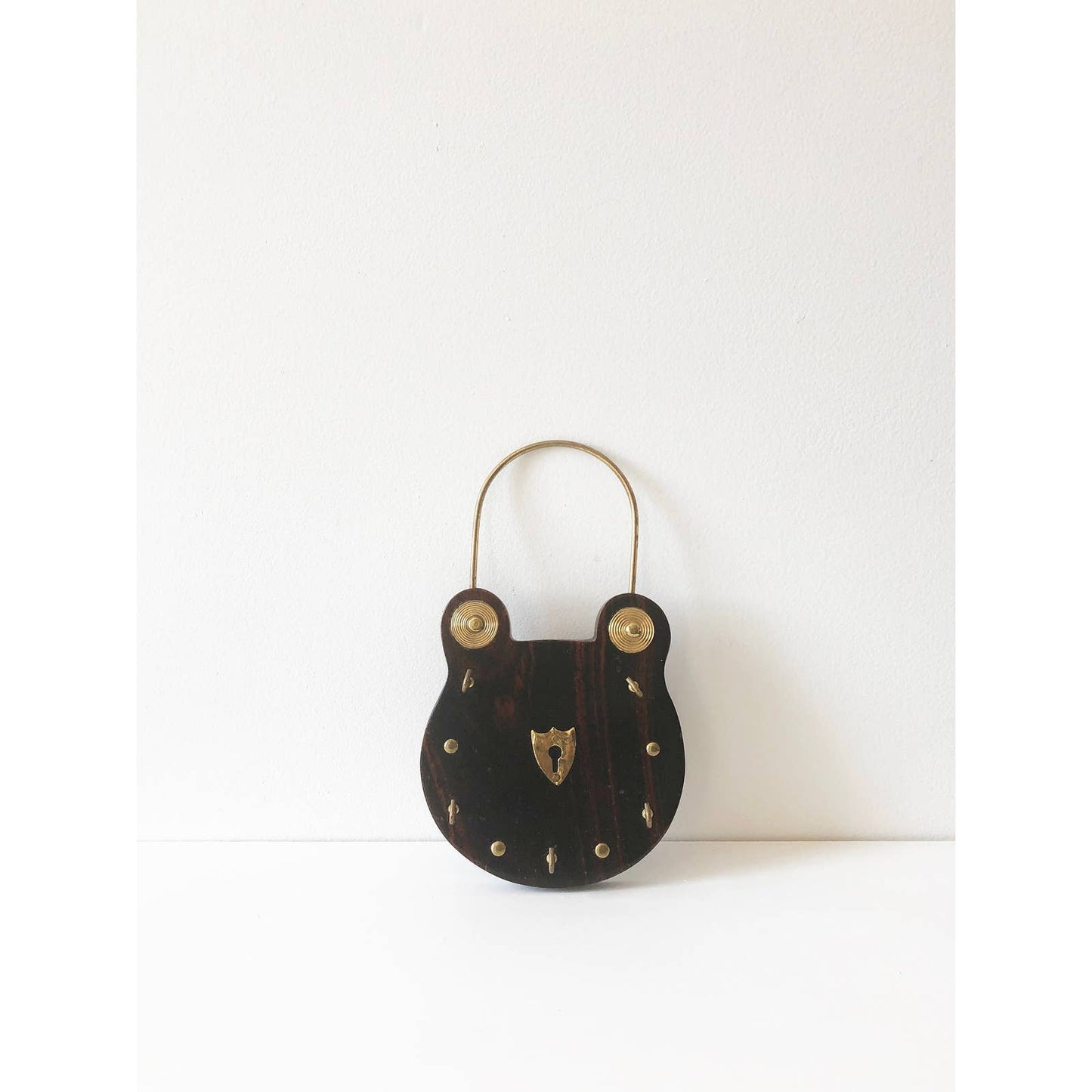 Vintage Lock Shape Brass Key Ring
