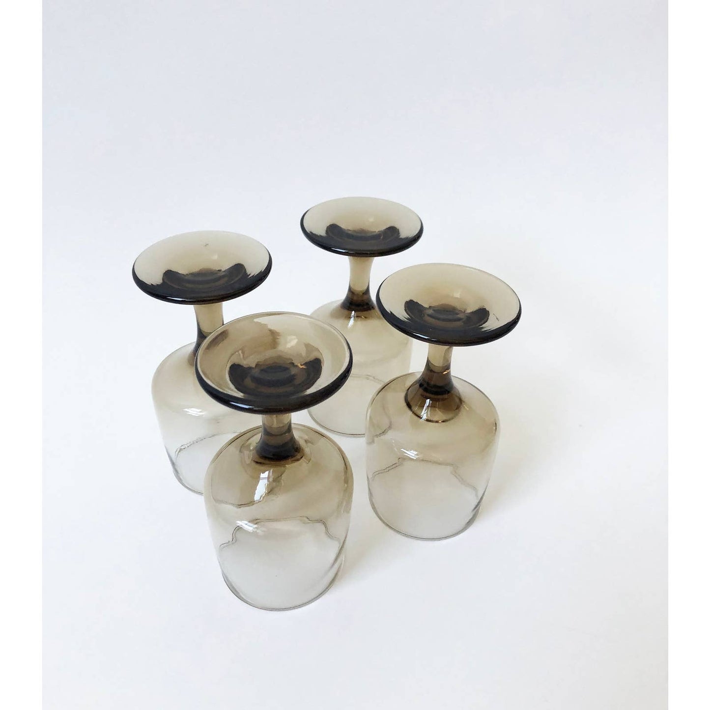 Set of 4 Vintage Grey Smoke Glasses