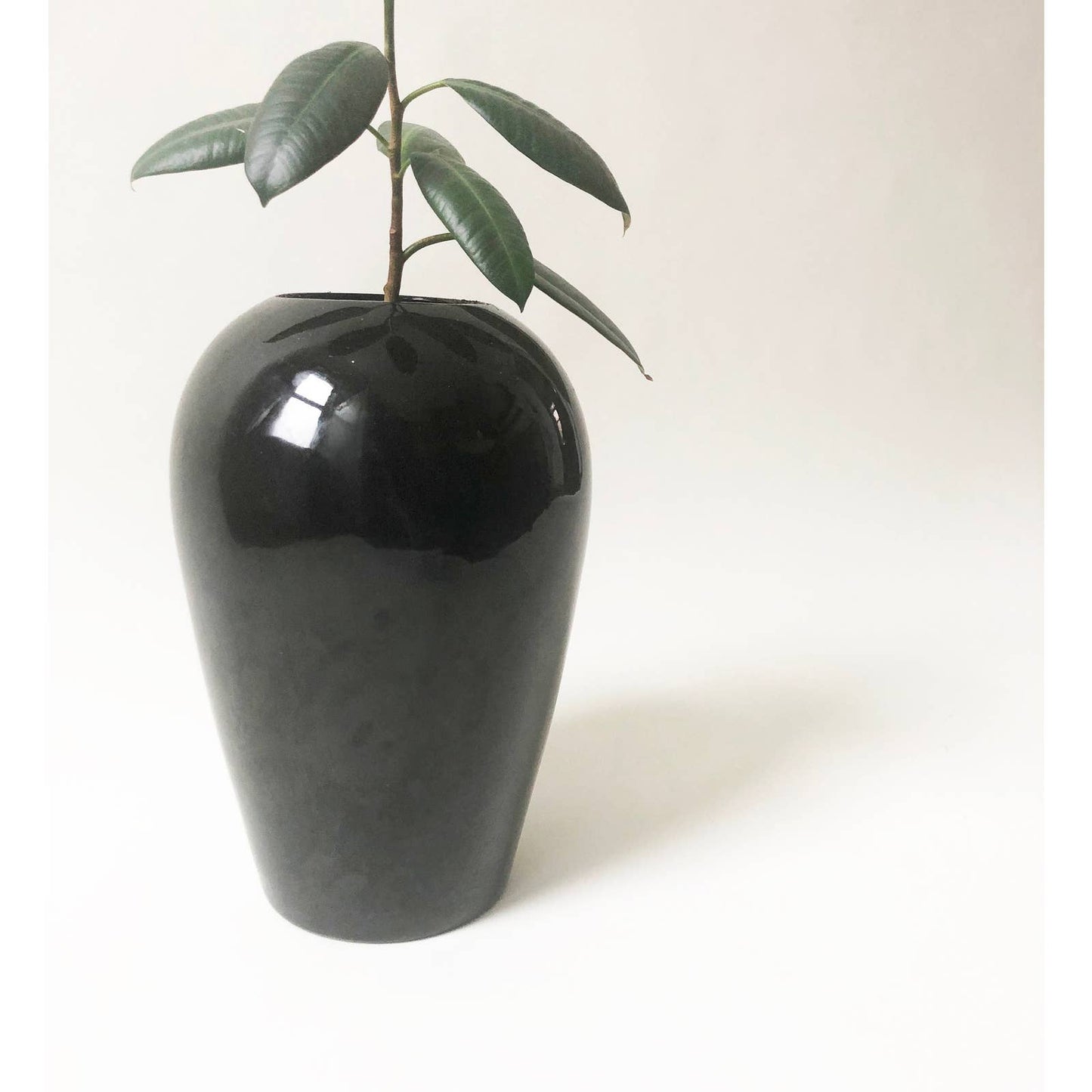Large Vintage 80s Black Vase