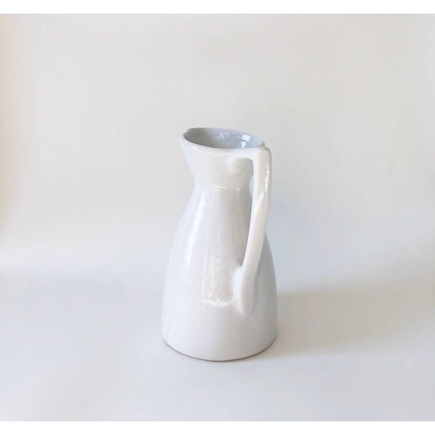 Vintage Organic Medium Handmade Ceramic Pitcher Handled Watering Vase