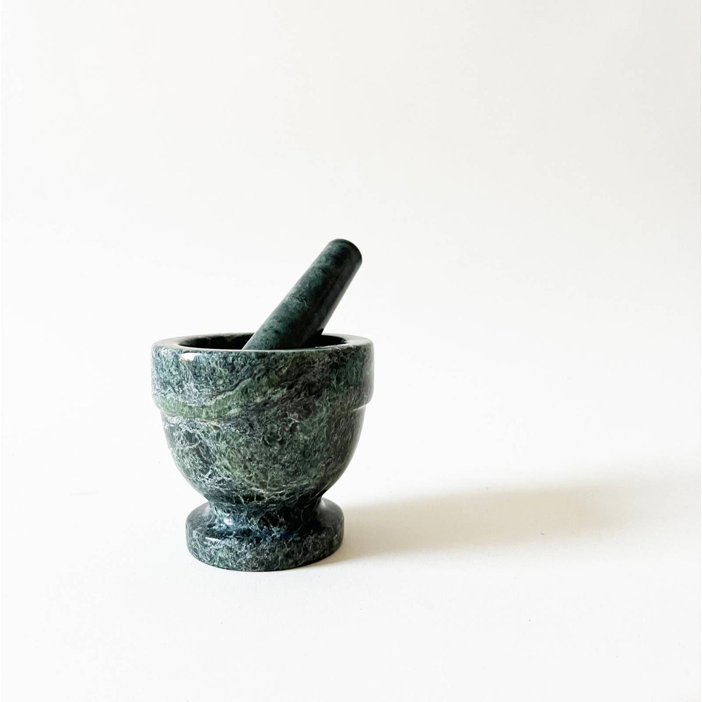 Vintage Green Marble Mortar and Pestle