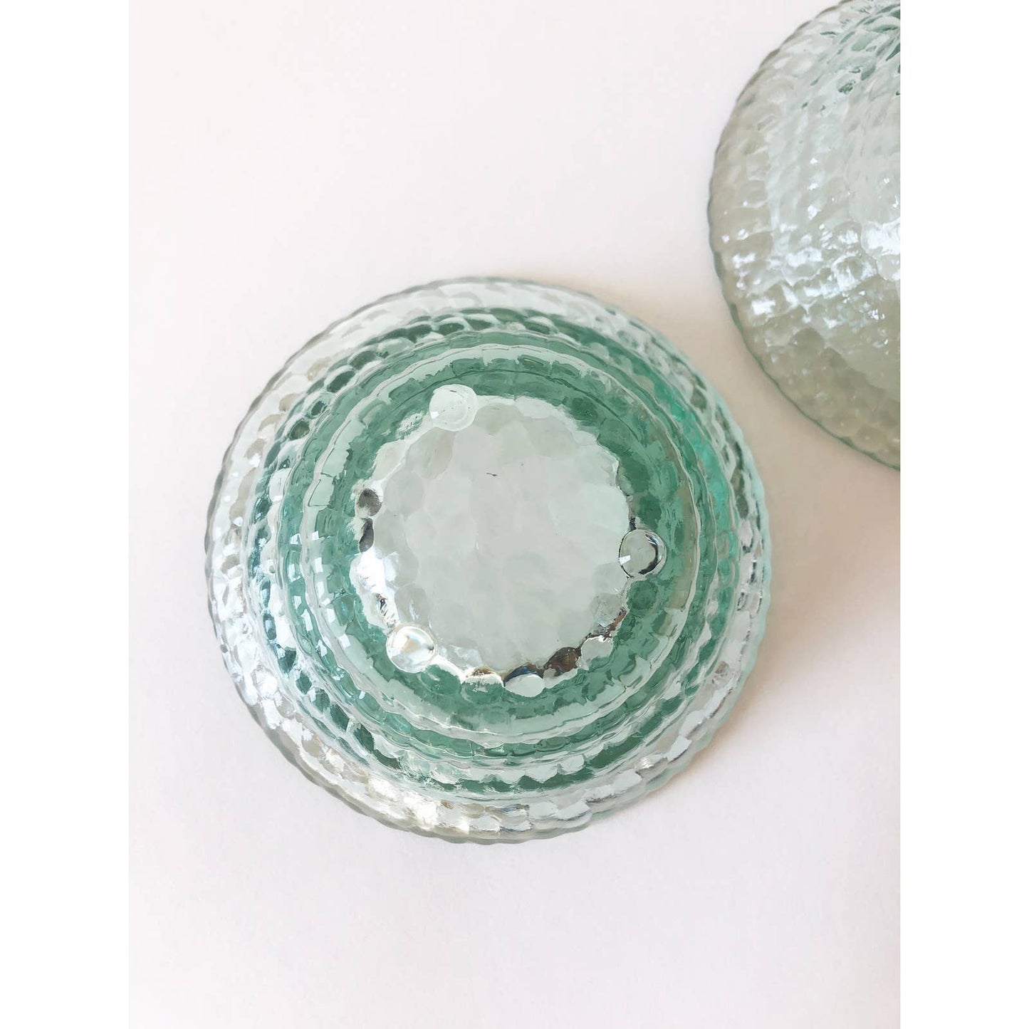 Vintage Textural Aqua Glass Bowls - Set of Two
