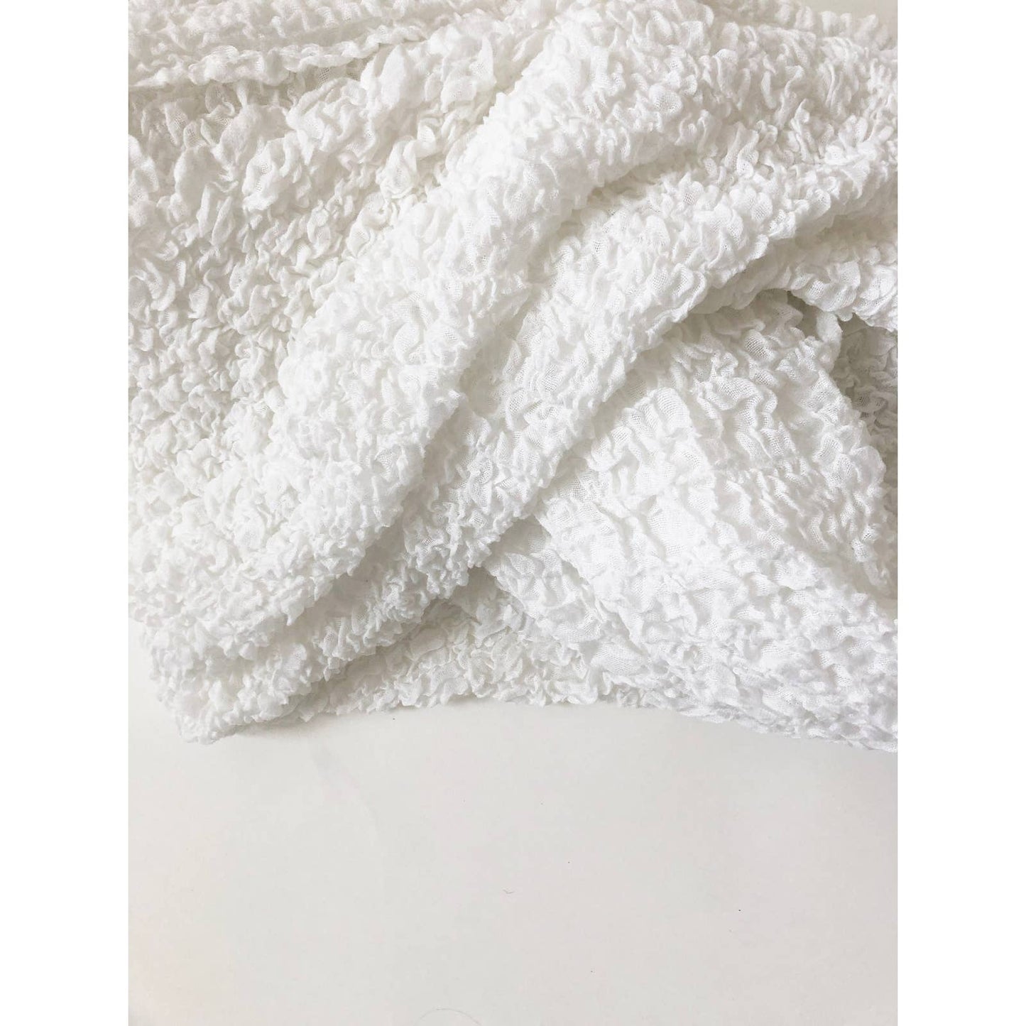 Vintage Scrunch Linen Bedcover | White Linen King Coverlet