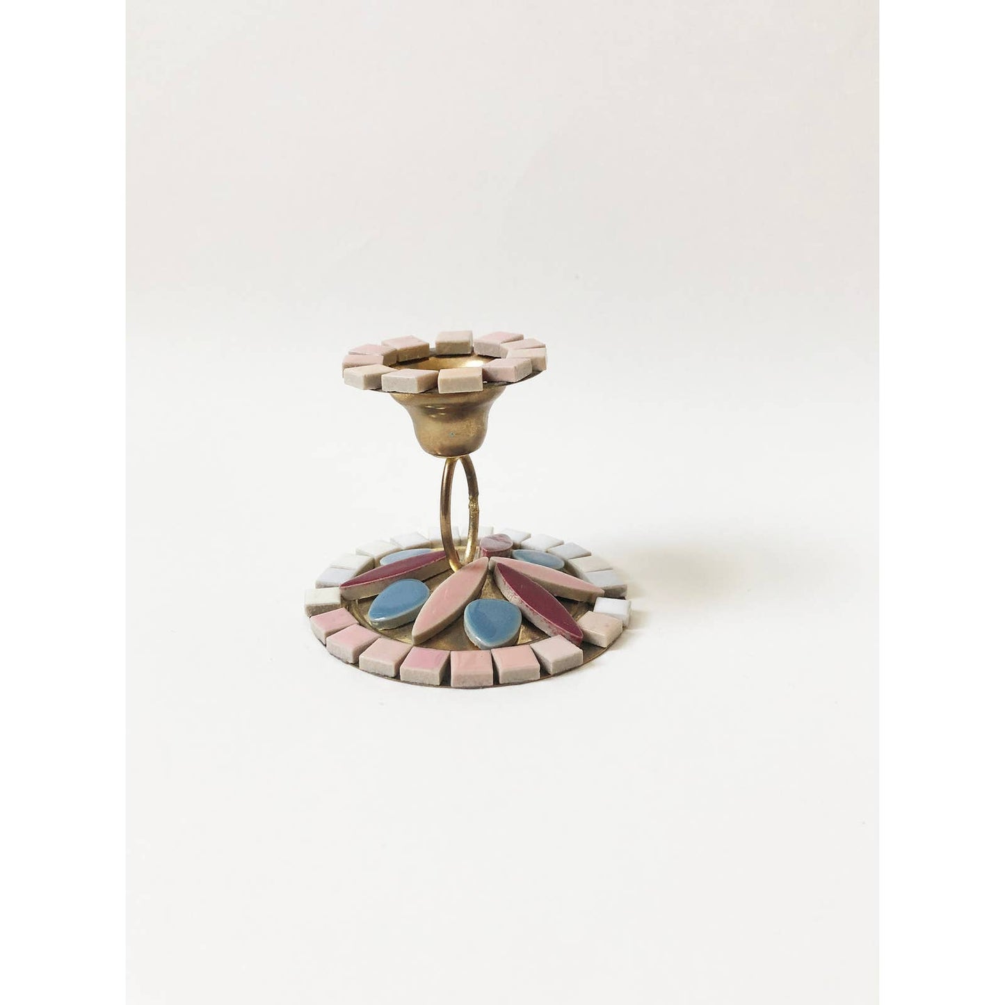 Vintage Unique Tile Candlestick Holder
