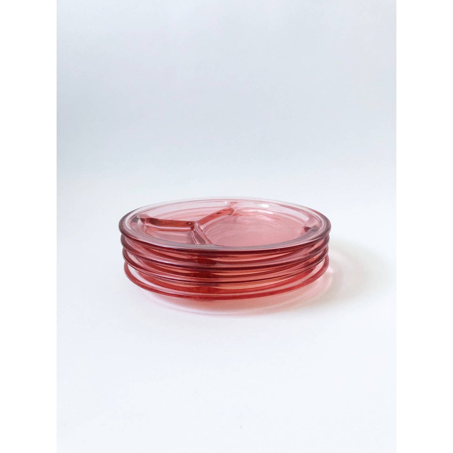 Vintage Pink Glass Heavy Duty Set of 4 Plates