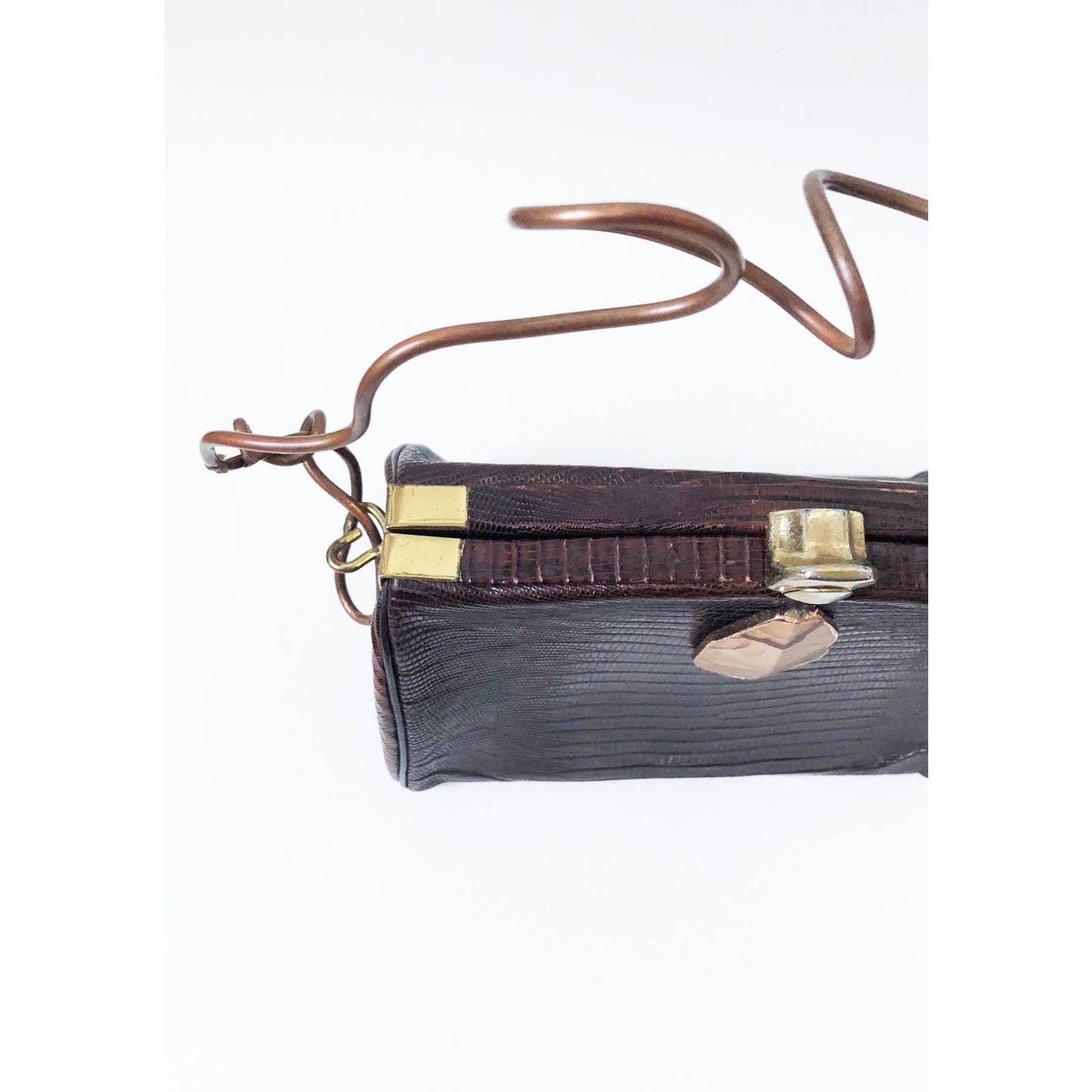 Boho Vintage Leather Skin Handbag 1940 Sculptural Purse